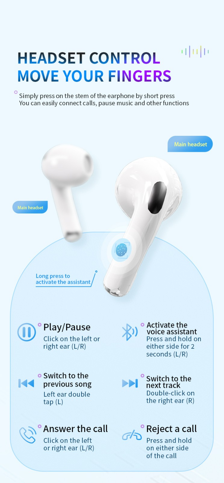 Acrylic transparent shell earbuds,earphone,headphone,headset Bluetooth 5.3